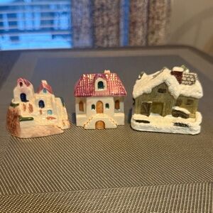 3 Vintage Miniature House Figurines